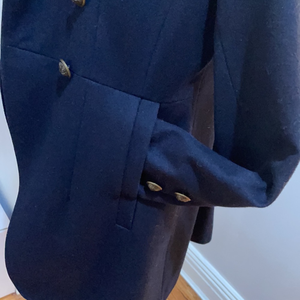DKNY Navy Wool Jacket Pea Coat with double lane buttons - Picture 6 of 9